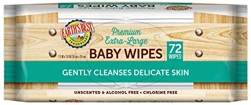 Earth's Best TenderCare Unscented Chlorine-Free Baby Wipes, 72 Count (Packaging May Vary)