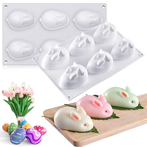 3D Easter Bunny Chocolate Silicone Mold, Large 6 Cavity Easter Rabbit Silicone Mold DIY Baking Moulds French Dessert Fondant Animal Mold for Mousse Cake, Soap, Jelly, Candle 3D Easter Bunny Chocolate Silicone Mold, Large 6 Cavity Easter Rabbit Silicone Mold DIY Baking Moulds French Dessert Fondant Animal Mold for Mousse Cake, Soap, Jelly, Candle