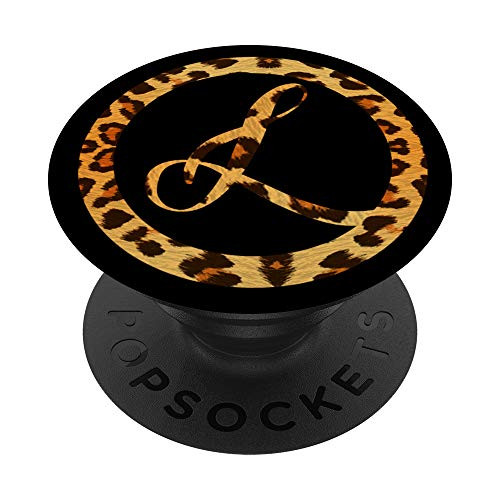 Initial L Monogram Leopard Print Pattern PopSockets Grip and Stand for Phones and Tablets