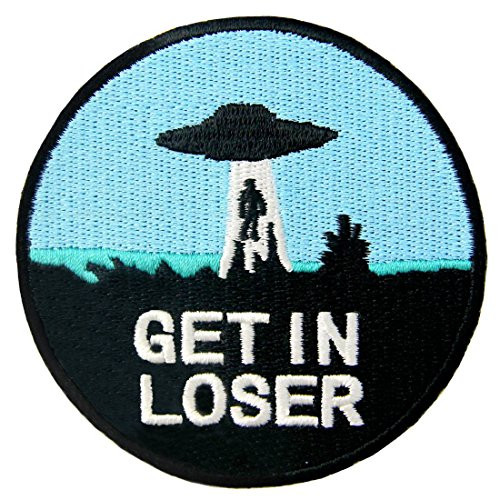 Get in Loser X - Files UFO Alien Patch Embroidered Applique Iron On Sew On Emblem Get in Loser X - Files UFO Alien Patch Embroidered Applique Iron On Sew On Emblem