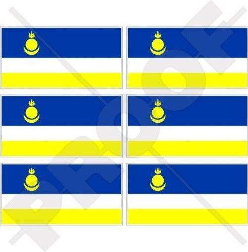 BURYATIA Republic Flag RUSSIAN, Federal Subject of Russia 40mm (1,6") Mobile, Cell Phone Vinyl Mini Stickers, Decals x6