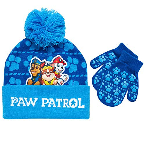 Nickelodeon Paw Patrol Boys Winter Hat and Mitten or Glove Set (Age 2-7), Paw Patrol Blue Mitten, Age 2-4