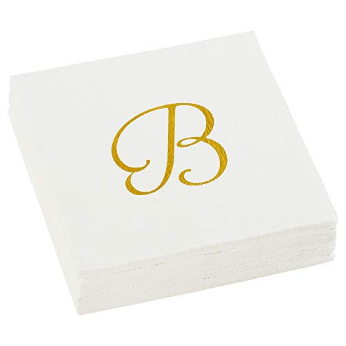 C.R. Gibson TW40-18279B Beverage Napkins 40 Ct 5'' W x 5'' L Cream & Gold