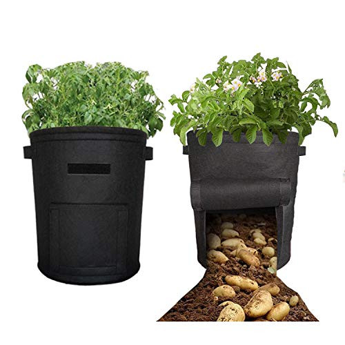 Potato Grow Bags 10 Gallon 2 Pack ,Garden Plant Bags, Vegetables/Flower/Plants Growing Bag,400G Thickened Nonwoven Heavy Duty Aeration Fabrick Pots with Handles (10 Gallon potatoer Grow Bags)