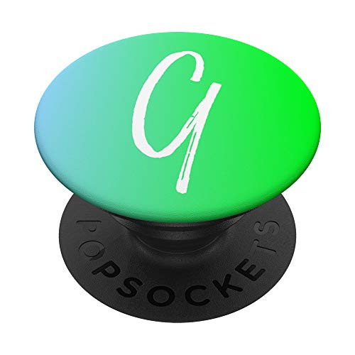 Initial G Phone Case Blue to Bright Green Gradient Letter G PopSockets Grip and Stand for Phones and Tablets