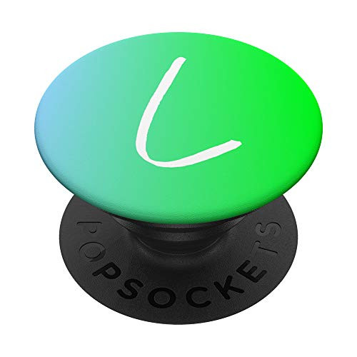Initial L Phone Case Blue to Bright Green Gradient Letter L PopSockets Grip and Stand for Phones and Tablets