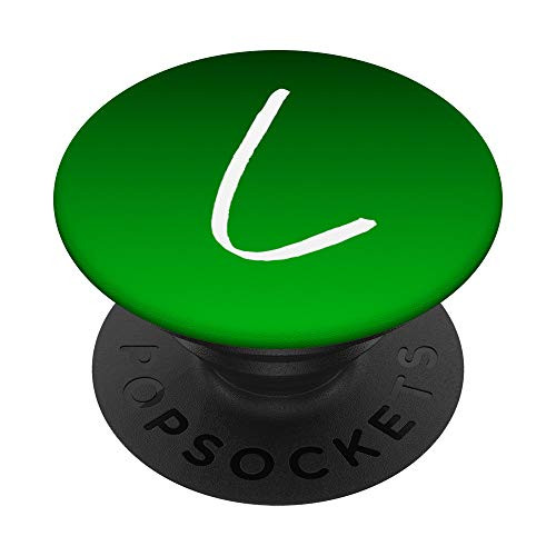 Initial L Black to Green Gradient Phone Case Green Letter L PopSockets Grip and Stand for Phones and Tablets
