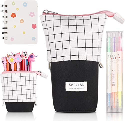 Transformer Pencil Pouch, Cute Pencil Case, Telescopic Pen Holder, Standing Pencil Case, Cartoon Stand up Pencil Case, Cute Pencil Pouch, Ideal Pencil Case for Kids - Grid