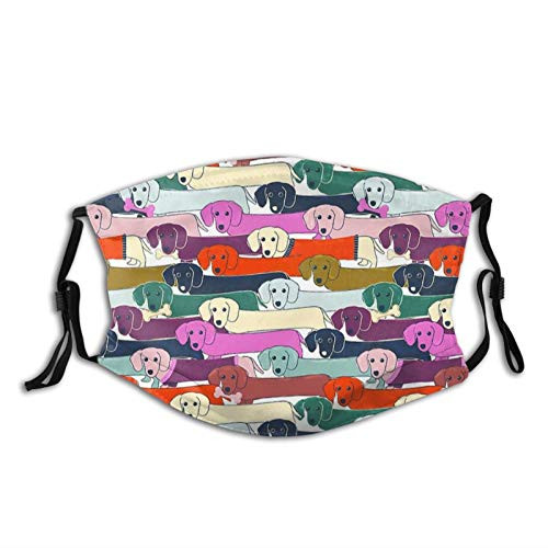 Cute Colored Dachshund Face Mask Reusable Washable Dustproof Breathable Windproof Scarf Balaclava For Men And Women