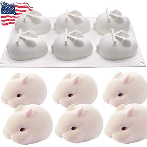3D Easter Silicone Bunny Chocolate Molds, 6 Cavity Rabbit Mousse Cake Baking Pan, Easter Silicone Molds for Mousse Cake Pudding Jelly Dessert Fondant Cheesecake Soap Ice Tray.(1, Easter White) 3D Easter Silicone Bunny Chocolate Molds, 6 Cavity Rabbit Mousse Cake Baking Pan, Easter Silicone Molds for Mousse Cake Pudding Jelly Dessert Fondant Cheesecake Soap Ice Tray.(1, Easter White)