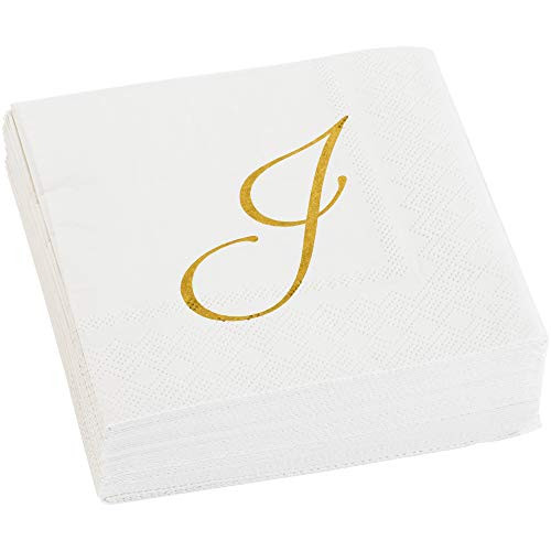 C.R. Gibson TW40-18279J Beverage Napkins 40 Ct, 5'' W x 5'' L, Cream & Gold