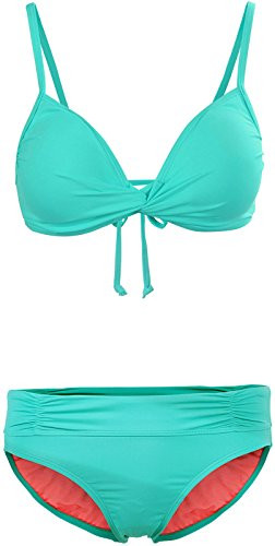 bawdy Women's Summertime Sexy Push Up Padded 2 Pc Bikini Set, Catalina Green, M