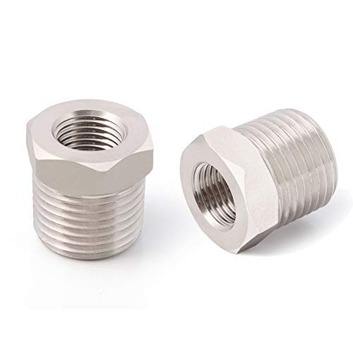 Metaland Stainless Steel Reducer Hex Bushing, 1" Male to 1/2" Female NPT Adapter, Reducing Pipe Fitting (Pack of 2)