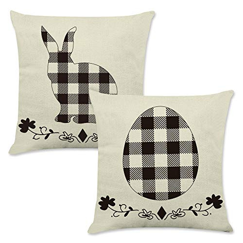 LANGFON Easter Pillow Covers 18 x 18 Set of 2 Easter Egg and Rabbit Streak Throw Pillow Cover Easter Decorative Pillow Covers Series Cushion Cover Zippered Square Pillowcase for Home Car Sofa Decor LANGFON Easter Pillow Covers 18 x 18 Set of 2 Easter Egg and Rabbit Streak Throw Pillow Cover Easter Decorative Pillow Covers Series Cushion Cover Zippered Square Pillowcase for Home Car Sofa Decor