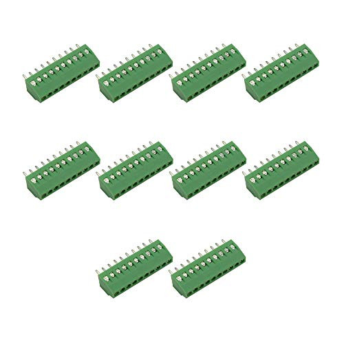 Hxchen 10-Pin 2.54mm Pitch 150V 6A PCB Mount Screw Terminal Block Connector - (10 Pcs)
