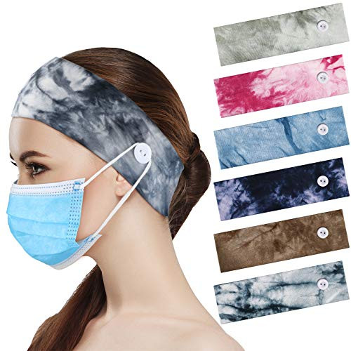 6 Pieces Tie Dye Bohemian Cotton Button Headbands Elastic Yoga Sports Hairbands Ear Protection Holder Hair Band Headwraps for Women Girls (Assorted Tie-dye Style) 6 Pieces Tie Dye Bohemian Cotton Button Headbands Elastic Yoga Sports Hairbands Ear Protection Holder Hair Band Headwraps for Women Girls (Assorted Tie-dye Style)