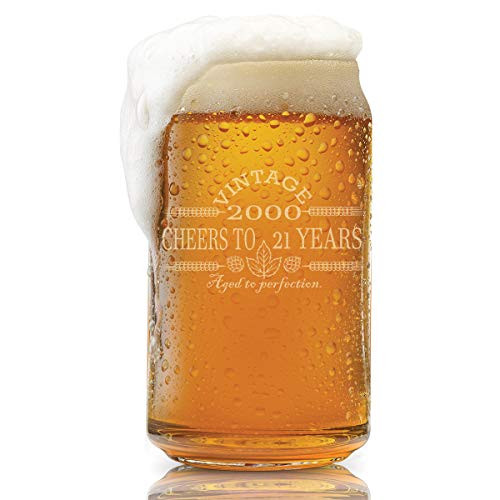 21st Birthday- Vintage 2000 Beer Can Glass- Engraved-Vintage-Cheers-Aged To Perfection-Birthday Gift-Etched Beer Glass-Barware 21st Birthday- Vintage 2000 Beer Can Glass- Engraved-Vintage-Cheers-Aged To Perfection-Birthday Gift-Etched Beer Glass-Barware