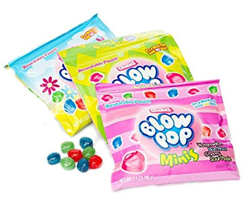 Blow Pop Minis Hard Candy Lollipops for Kids Easter Basket Stuffers, 3.5 Ounces, Pack of 3