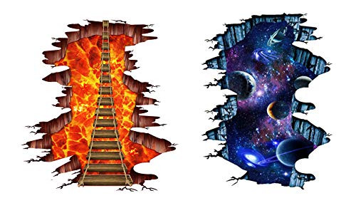 2 Sets Space Galaxy Lava Wall Sticker for Kids Room Decor, Outer Space Galaxy Planet Wall Decals for Bedroom Living Room Decor, Outer Space Lava Wall Mural for Kids Living Room (Galaxy Lava)