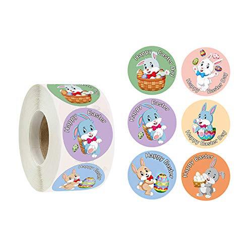 Easter Theme Stickers Easter Bunny Stickers Easter Eggs Roll Stickers Self-Adhesive Decorative Stickers for Party Supplies