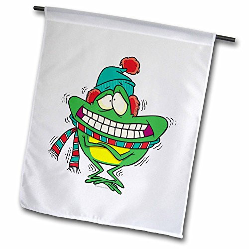3dRose fl_103903_1 Cute Cold Shivering Froggy Frog Garden Flag, 12 by 18-Inch