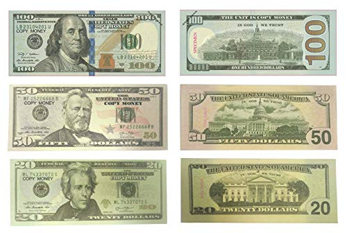 Lefree Fake Money Copy Money 20,50,100 Dollar Prop Money Realistic Double Sided Money Stack 120 Bills Full Print Fake Dollars