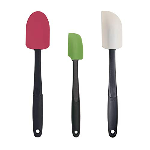 OXO Good Grips 3-piece Silicone Spatula Set, Raspberry/White/Green
