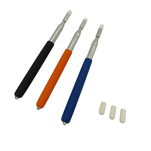 Ouyatoyu 3Pcs Baton Pointers Telescopic Teachers Pointers Teaching Pointers Stick Presentation Pointers Handheld Presenter Retractable Pointers for Classroom Whiteboard Black and Blue and Orange
