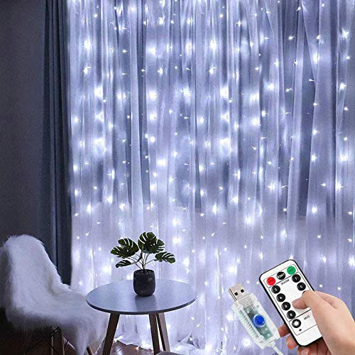 Window Curtain String Light 300 LED 8 Modes USB Powerd with Remote Window String Fairy Lights for Bedroom Party Wedding Home Garden Christmas(9.8ft X 9.8ft,) (Cold White-1P) Window Curtain String Light 300 LED 8 Modes USB Powerd with Remote Window String Fairy Lights for Bedroom Party Wedding Home Garden Christmas(9.8ft X 9.8ft,) (Cold White-1P)