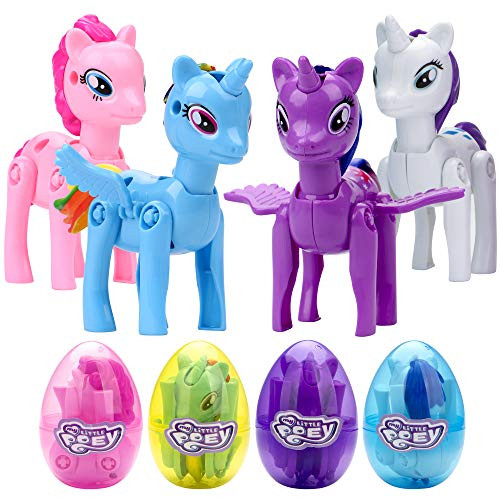 SHEOO 4 Pack Unicorn Deformation Easter Eggs, Easter Eggs Filled Toy for Easter Egg Hunt, Easter Basket Stuffers Fillers