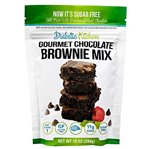Diabetic Kitchen Sugar Free Brownie Mix - Low Carb Desserts  and  Sweets Baking Mix - 1 Net Carb Gluten Free Dark Chocolate - 11G Fiber No Artificial Sweeteners or Sugar Alcohols