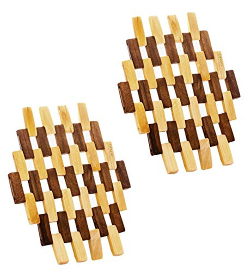 Kitchen Table Wooden Trivet Natural Protector for Countertop - Pack of 2 - Wood Trivets Coasters Mats Carved for Hot Dishes Pans Kitchen Table Wooden Trivet Natural Protector for Countertop - Pack of 2 - Wood Trivets Coasters Mats Carved for Hot Dishes Pans