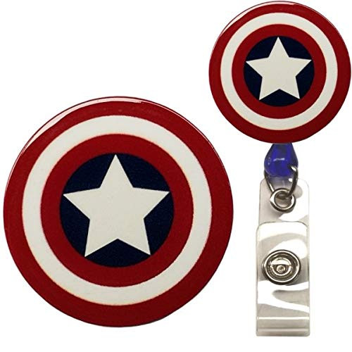 Superhero Real Charming Retractable Swivel Alligator ID Badge Holder Badge Reel (America SA)