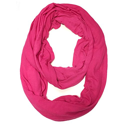 AllyDrew Soft Lightweight Jersey Knit Infinity Scarf, Hot Pink
