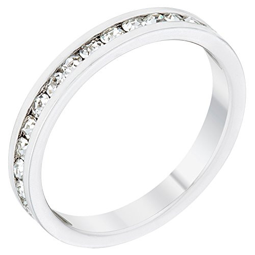 Kate Bissett Stylish Birthstone Stackables Swarovski Crystal Clear -April Size 10