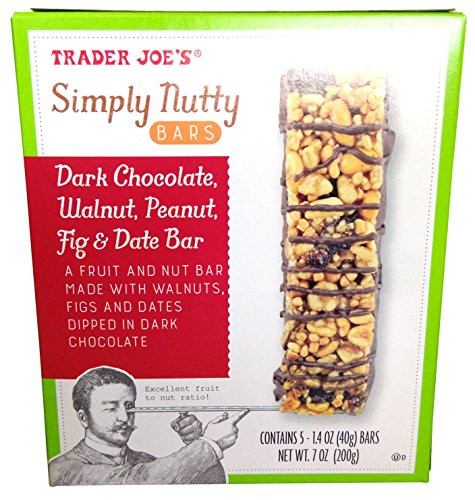 Trader Joes Simply Nutty Bars - Dark Chocolate, Walnut, Peanut, Fig and Date Bar