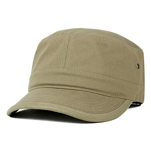 Trendy Apparel Shop Oversize XXL Flat Top Style Army Cap - Khaki - 2XL