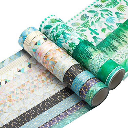Washi Tape Set 18 Rolls Washi Tape Multi-Size Decorative Colored Tape Gold Foil Skinny Pattern Tape for Craft Scrapbook Bullet Journal DIY Gift Wrapping (Style D) Washi Tape Set 18 Rolls Washi Tape Multi-Size Decorative Colored Tape Gold Foil Skinny Pattern Tape for Craft Scrapbook Bullet Journal DIY Gift Wrapping (Style D)