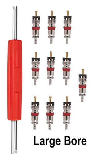 Hornet Tire Large Bore Valve Core Service Set - 1 Large Bore Core Tool - 10 Large Bore C-2 Valve Cores