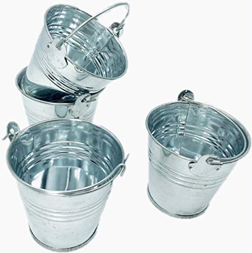 GiftExpress 12ct Mini Metal Buckets, Mini Tin Pails with Handles, Perfect for Party Favor Wedding Favor, Candy, Votive Candles, Trinkets, Succulent Wedding Buckets/Mini Plant Containers (12-Count)