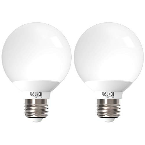 Sunco Lighting 2 Pack G25 LED Globe, 6W 40W, Dimmable, 450 LM, 5000K Daylight, E26 Base, Ideal for Bathroom Vanity or Mirror - UL  and  Energy Star