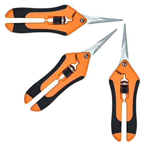 3-Pack Gardening Shear Pruning Shears with Stainless Straight and Curved Blades, Handheld Pruners Set Hand Pruning Snips Professional Bypass Pruning Orange