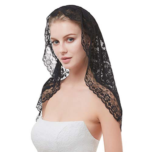 TENDYCOCO Wedding Veil Short Lace Veil Bridal Cathedral Veil Hair Accessories Dress Up Props for Photography Prop (Black)