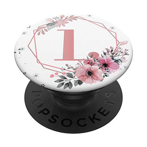 Letter L Initial Flower Pink Floral Pattern PopSockets PopGrip: Swappable Grip for Phones  and  Tablets