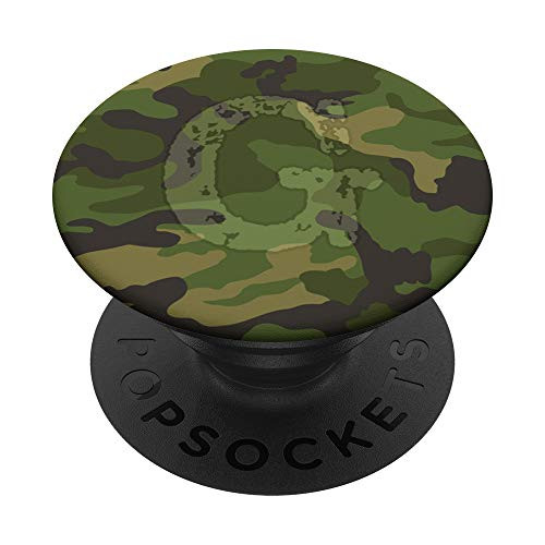 Camouflage Monogram Letter G Green Camo Initial Army Hunter PopSockets Grip and Stand for Phones and Tablets