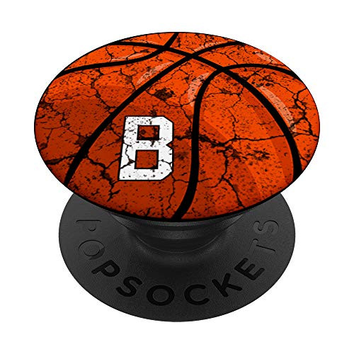 Basketball Letter B Initial Vintage Gift for basketball fans PopSockets PopGrip: Swappable Grip for Phones  and  Tablets