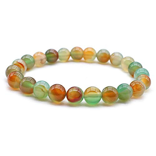allentian Agate Bead Stone Bracelet for Women, 8mm Round Beads Gemstone 7 Inch Stretchy Chain, Green Agates Jewelry allentian Agate Bead Stone Bracelet for Women, 8mm Round Beads Gemstone 7 Inch Stretchy Chain, Green Agates Jewelry