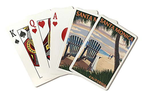 Lantern Press Santa Monica, California - Adirondack Chairs and Sunset (Poker Size Playing Cards with Jokers, 52-Card Deck)