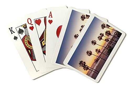 Lantern Press Los Angeles, California - Manhattan Beach Pier at Sunset Photography A-91137 (Poker Size Playing Cards with Jokers, 52-Card Deck)