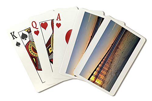 Lantern Press Sunset at Beach Pier, Ocean Beach, San Diego, California Photography A-93700 (Poker Size Playing Cards with Jokers, 52-Card Deck)
